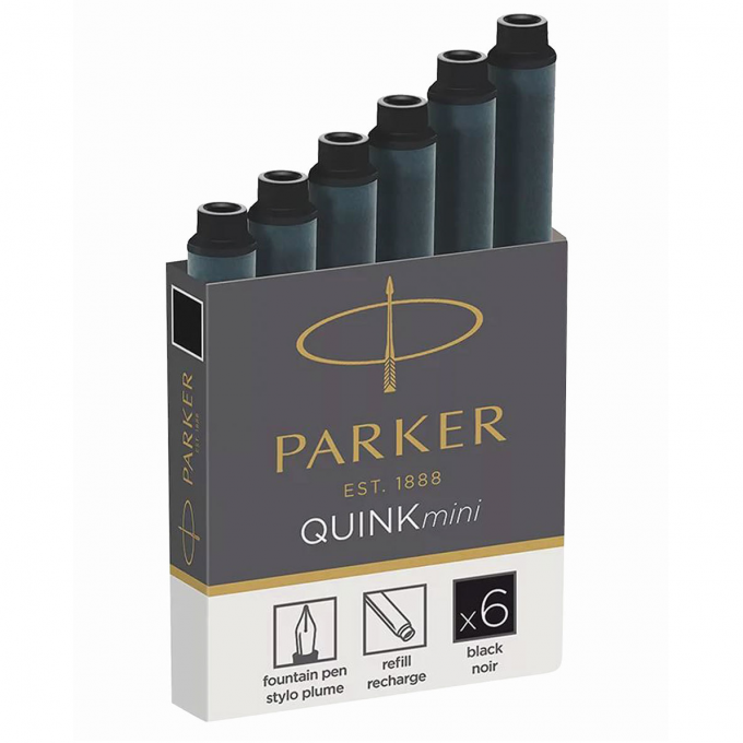 Чернильный мини картридж PARKER ДЛЯ ПЕРЬЕВОЙ РУЧКИ, ЧЕРНЫЙ 1950407