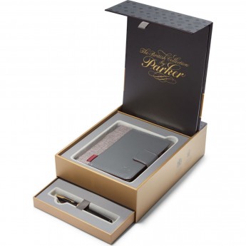 Подарочный набор PARKER: Перьевая ручка PARKER SONNET LAQUE BLACK GT c блокнотом и органайзером