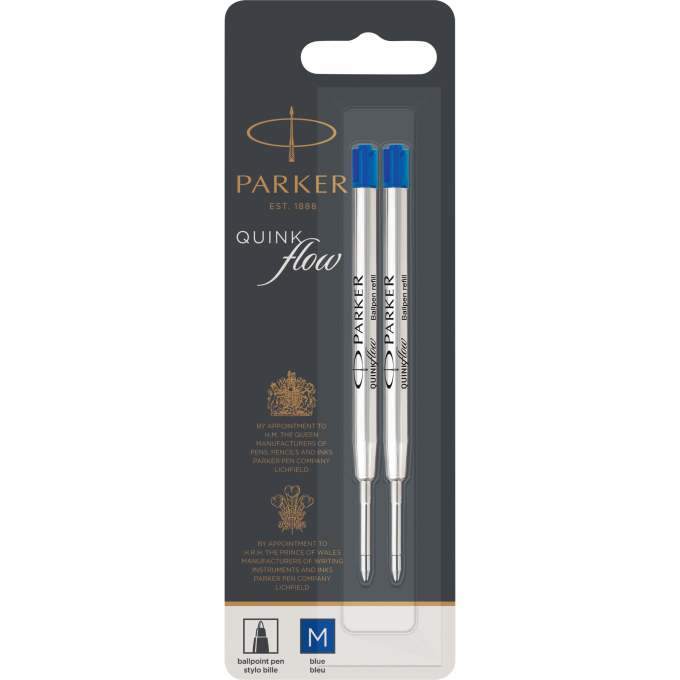 Стержень шариковый PARKER QUINKFLOW Z08 M 1мм синие чернила блистер (2шт) CW1950373